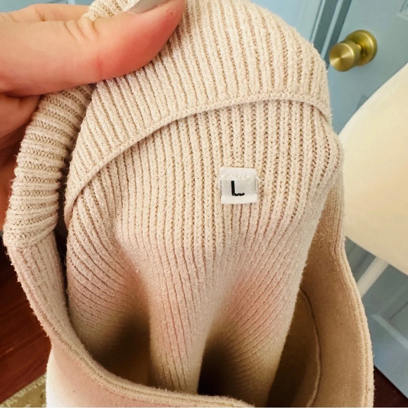 Anrabess Women's Casual Turtleneck Long Sleeve Loose Oversized Sweater Cream L - Picture 14 of 15